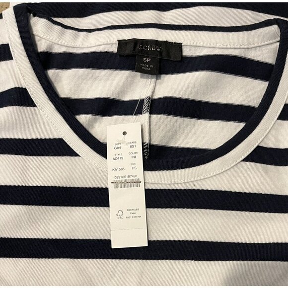 J. Crew Petite High low maxi dress AO479 S PS asymmetrical striped - Picture 4 of 5